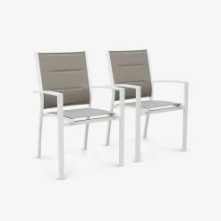 Pair of stackable aluminium garden armchairs