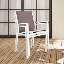 Pair of stackable aluminium garden armchairs