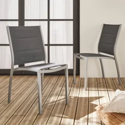 Pair of stackable aluminium garden chairs