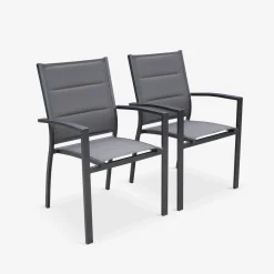 Pair of stackable aluminium garden armchairs