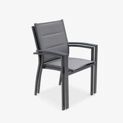 Pair of stackable aluminium garden armchairs