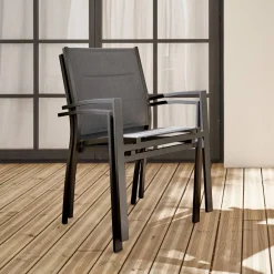 Pair of stackable aluminium garden armchairs