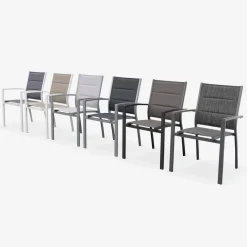 Pair of stackable aluminium garden armchairs