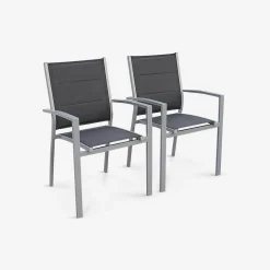 Pair of stackable aluminium garden armchairs