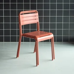 Pair of steel and stackable garden chairs