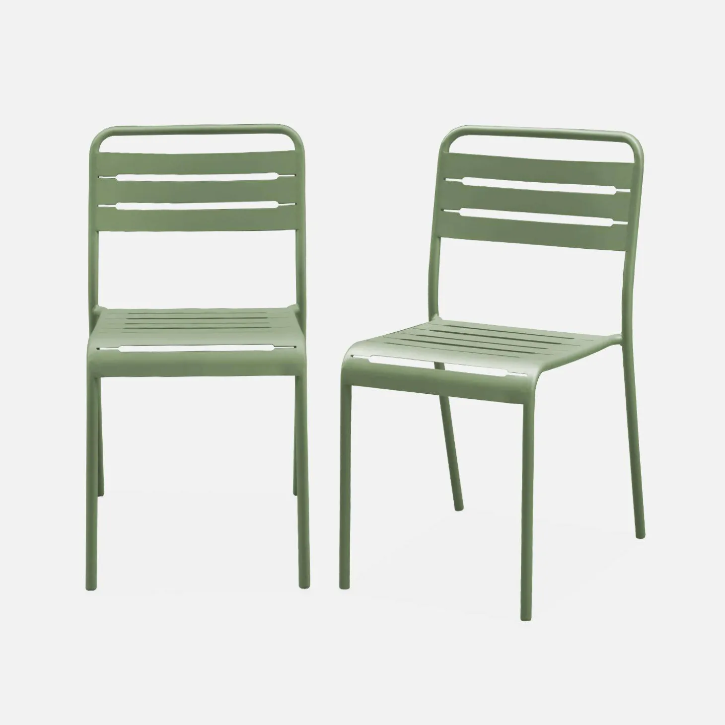 Pair of steel and stackable garden chairs