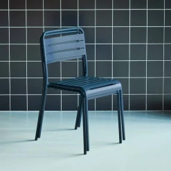 Pair of steel and stackable garden chairs