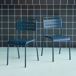 Pair of steel and stackable garden chairs