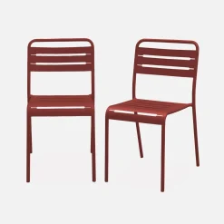 Pair of steel and stackable garden chairs