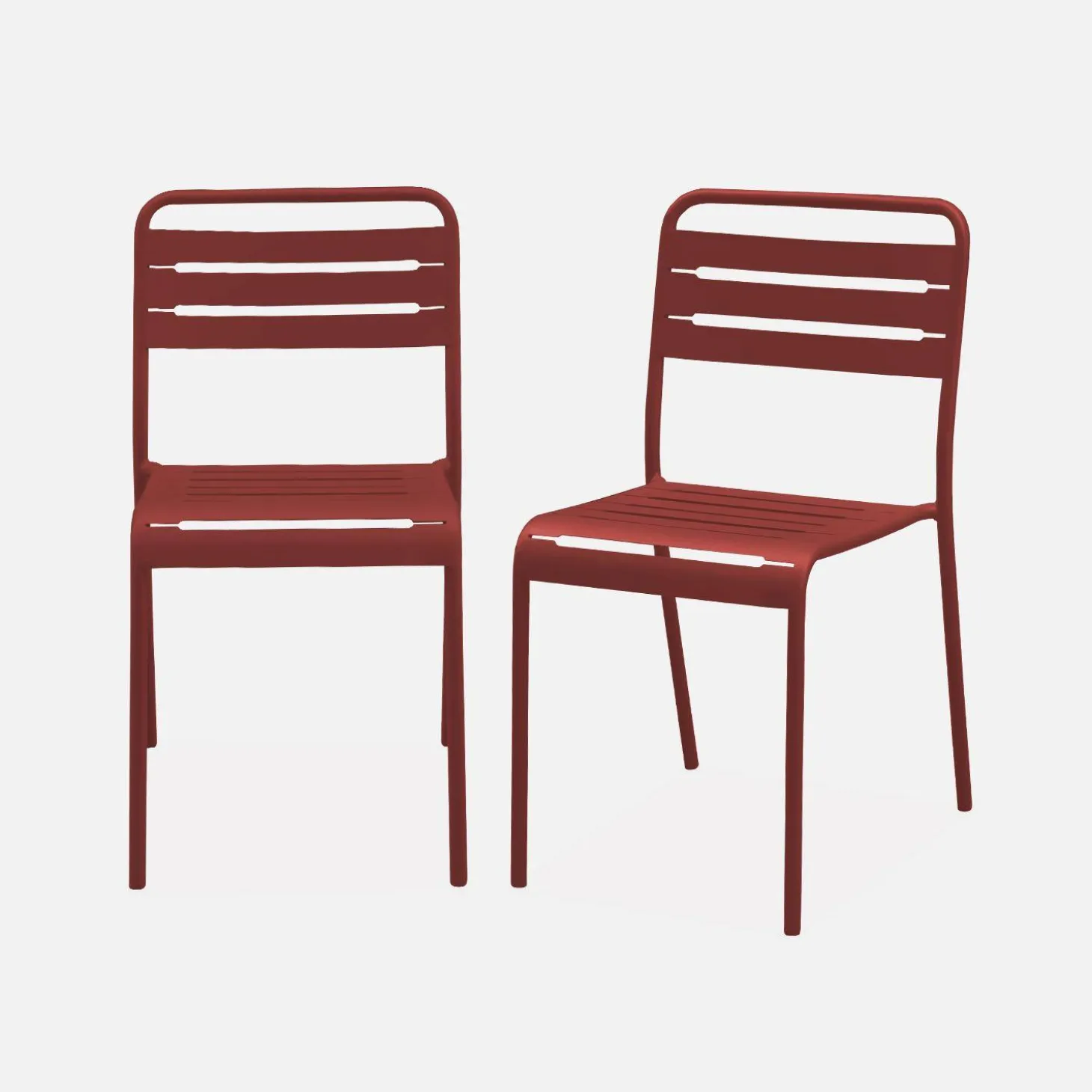 Pair of steel and stackable garden chairs