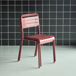 Pair of steel and stackable garden chairs