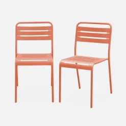 Pair of steel and stackable garden chairs