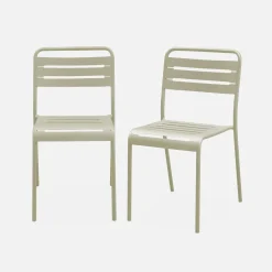 Pair of steel and stackable garden chairs