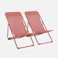 Pair of  steel sun loungers