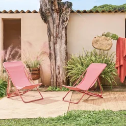 Pair of  steel sun loungers