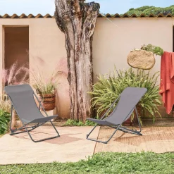 Pair of  steel sun loungers