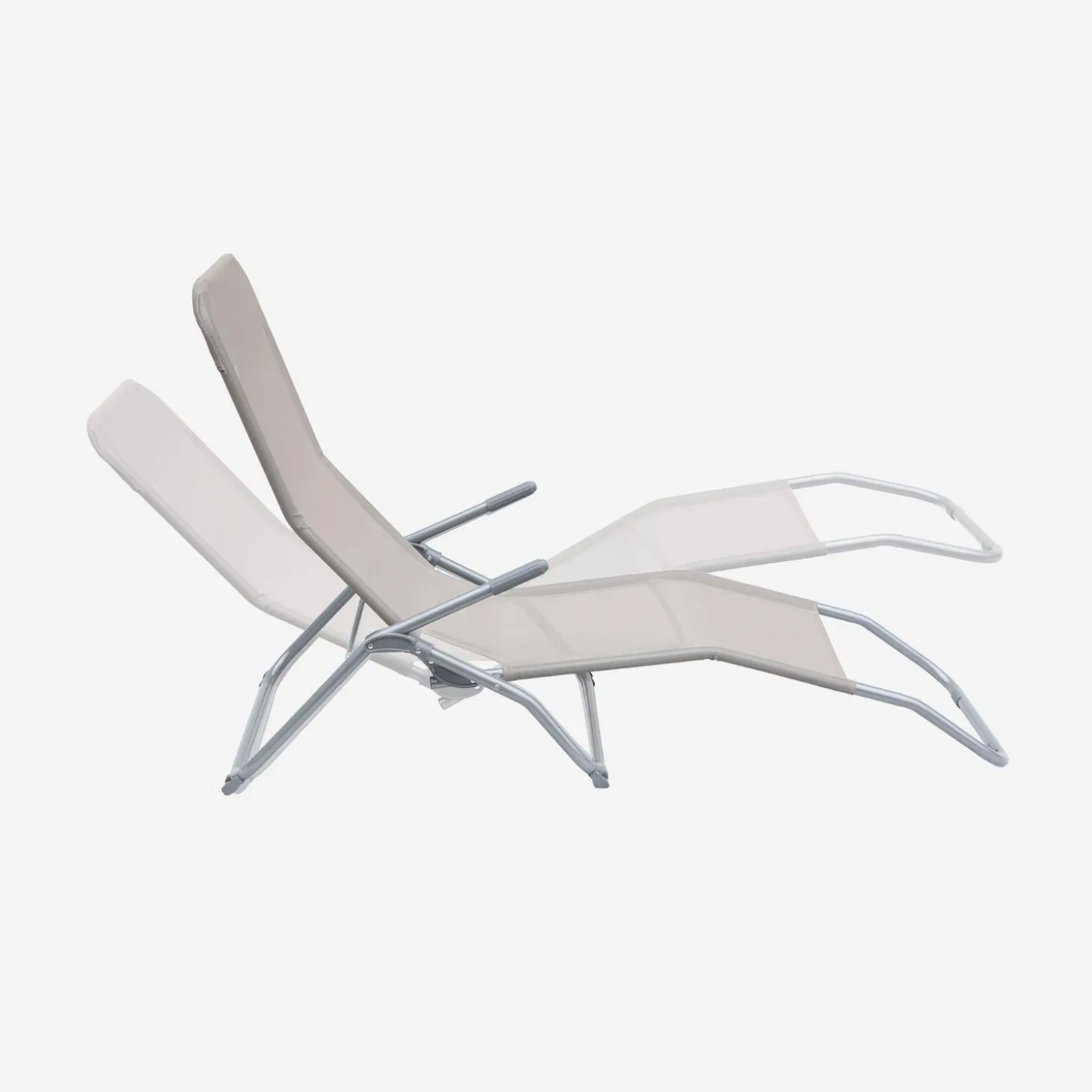 Pair of textilene sun loungers with 2 reclining positions