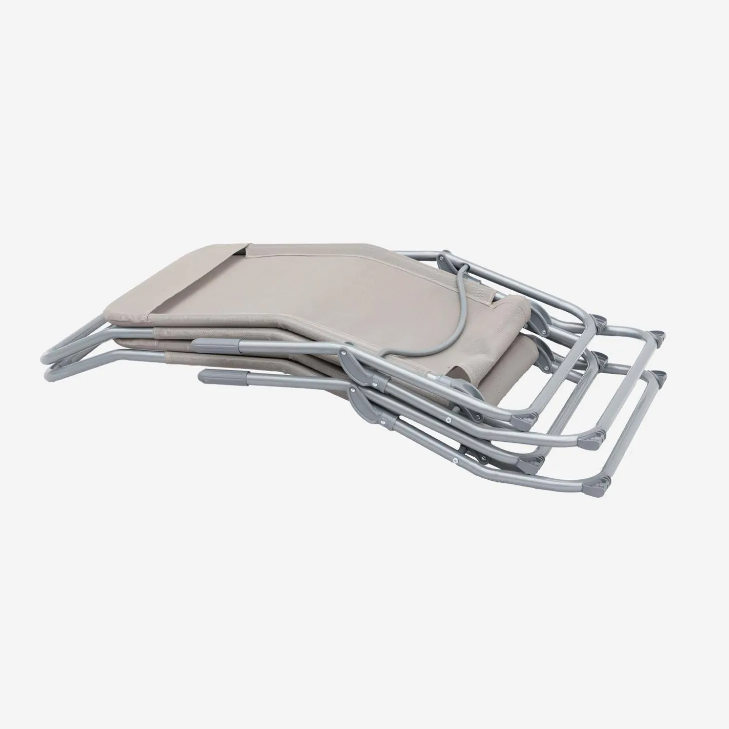 Pair of textilene sun loungers with 2 reclining positions