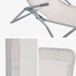 Pair of textilene sun loungers with 2 reclining positions