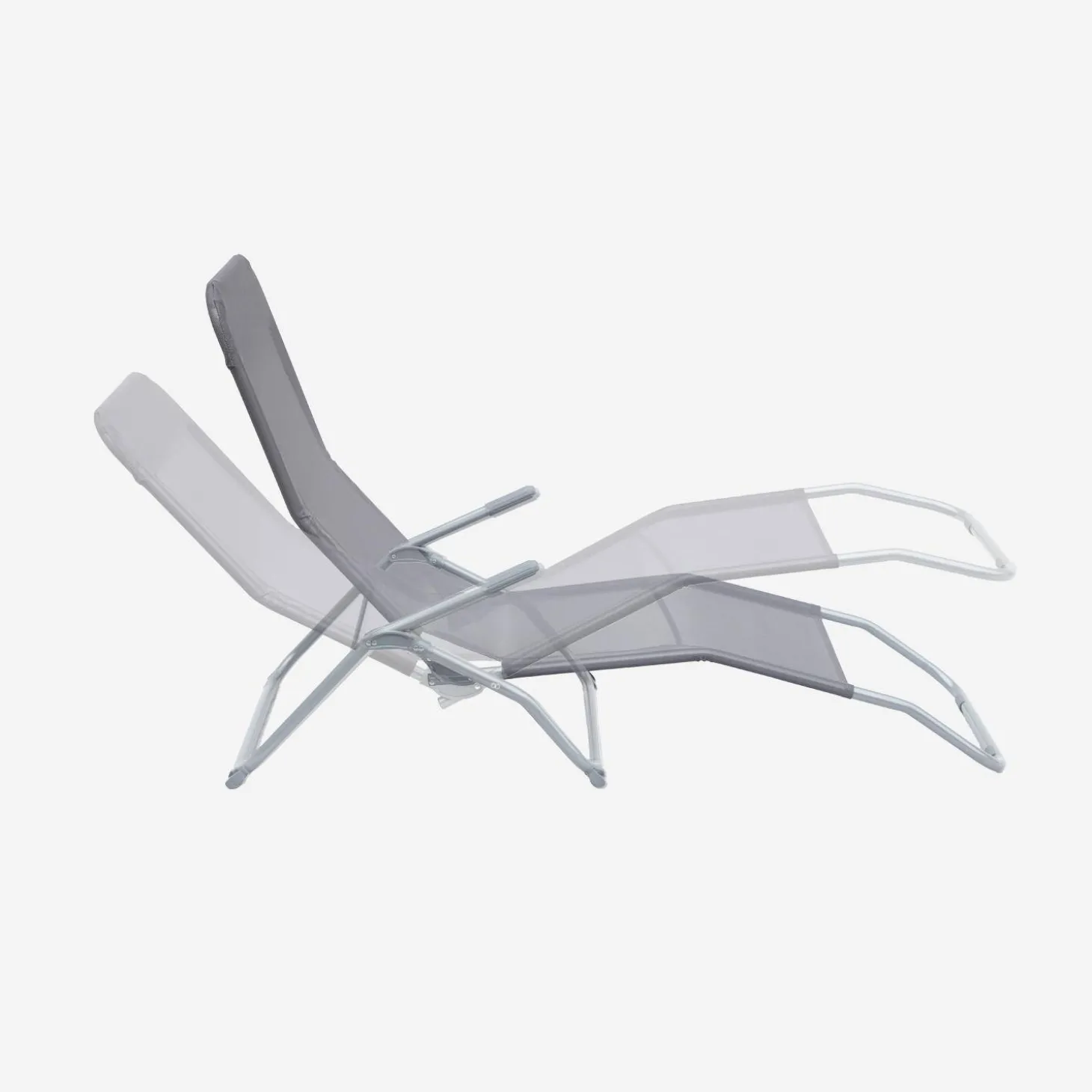 Pair of textilene sun loungers with 2 reclining positions