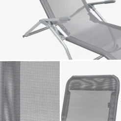 Pair of textilene sun loungers with 2 reclining positions