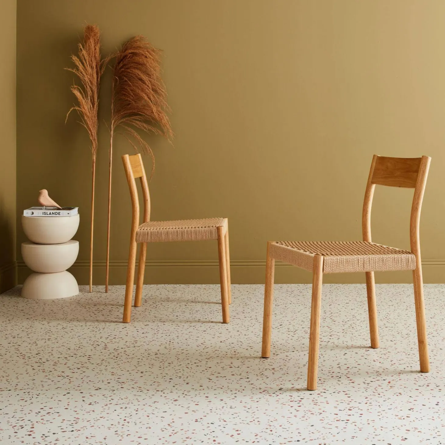 Pair of textured boucle chairs