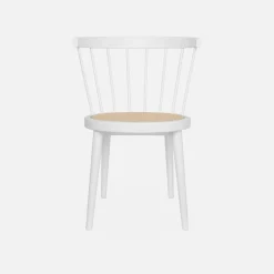 Pair of wood and cane dining chairs