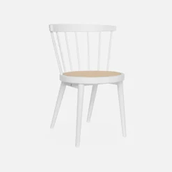 Pair of wood and cane dining chairs