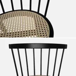Pair of wood and cane dining chairs