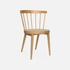 Pair of wood and cane dining chairs