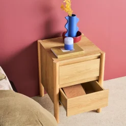 Pair of wood decor bedside table 2 drawers