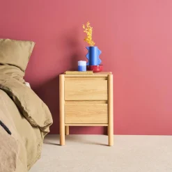 Pair of wood decor bedside table 2 drawers