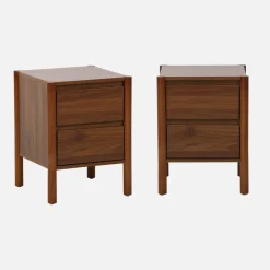 Pair of wood decor bedside table 2 drawers