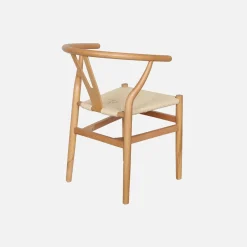 Pair of wooden chair with rope seat