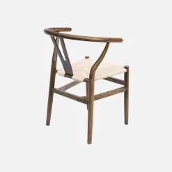 Pair of wooden chair with rope seat