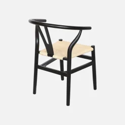 Pair of wooden chair with rope seat