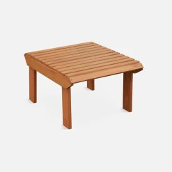 Pair of wooden deck chairs with footrests