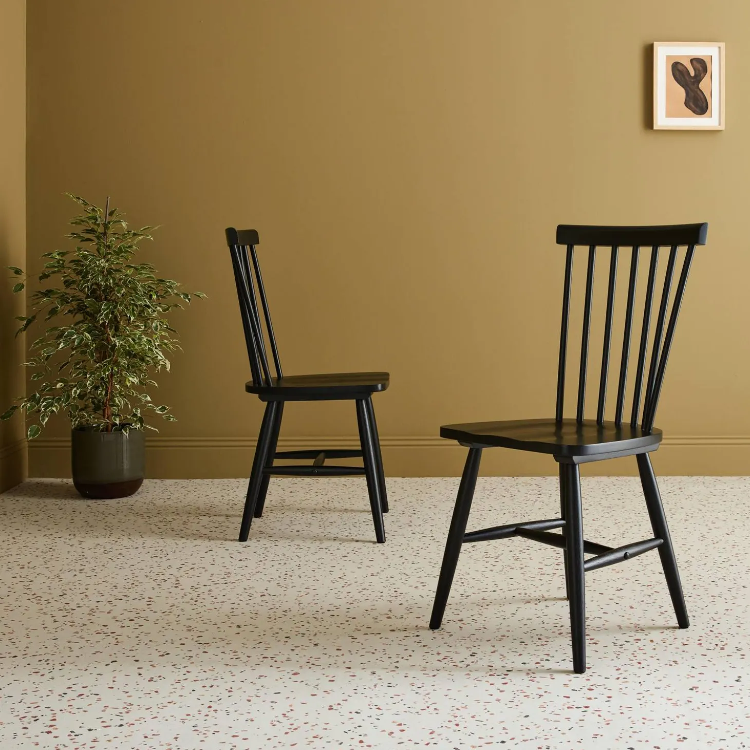 Pair of wooden dining chairs