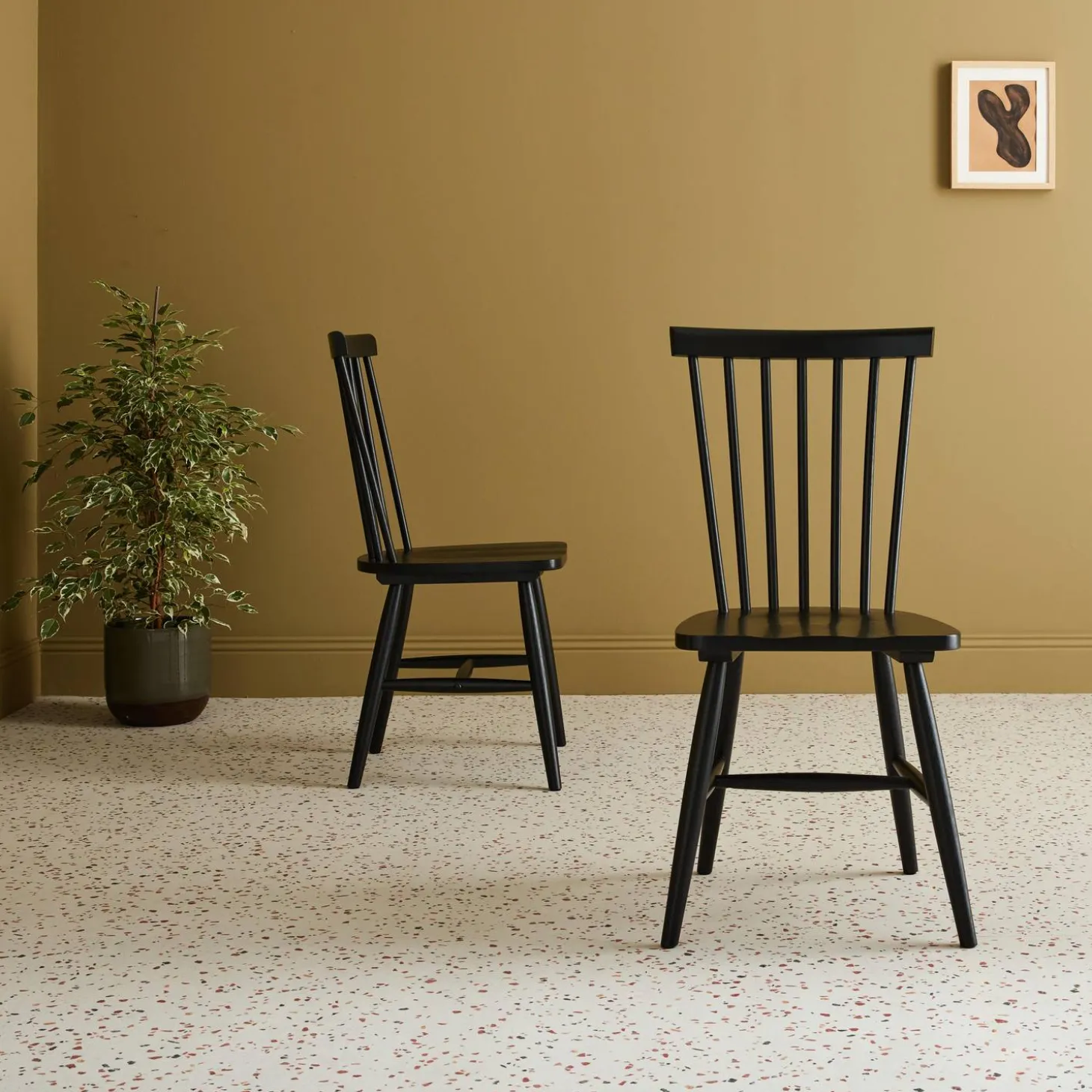 Pair of wooden dining chairs