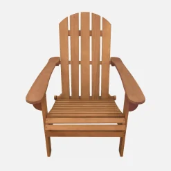 Pair of wooden garden deck chairs