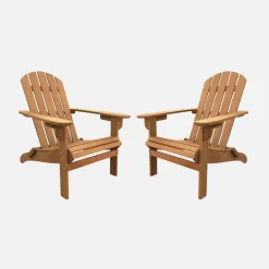 Pair of wooden garden deck chairs