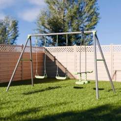 3-piece swing set with 2 swings and a tandem swing