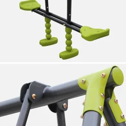 3-piece swing set with 2 swings and a tandem swing