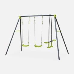 3-piece swing set with 2 swings and a tandem swing