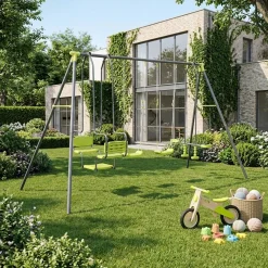 4-piece swing set with 2 swings, tandem swing and glider swing