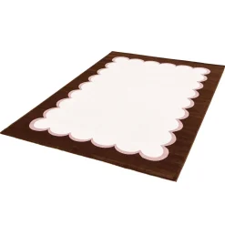 Pink and brown indoor rug