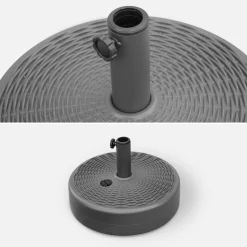 Plastic base for centre pole parasols