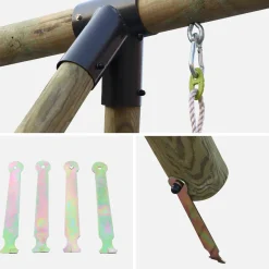 Playground swings, rope ladder