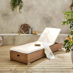 Polyester woven resin sun lounger, multi position