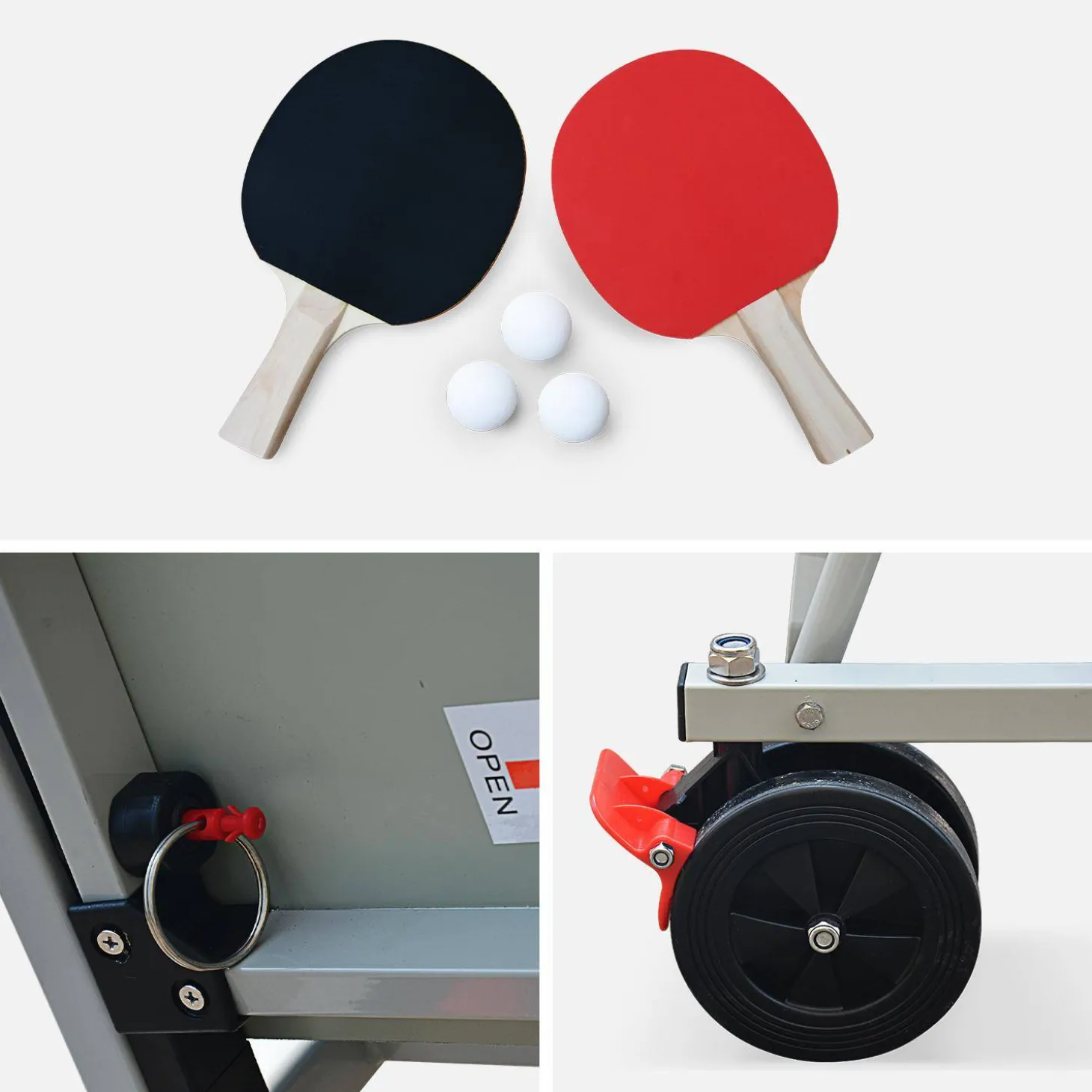 Premium outdoor table tennis table with 2 bats, 3 balls and protective cover